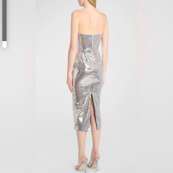 Alex Perry silver sequin curved strapless dress - Picture 4 of 6